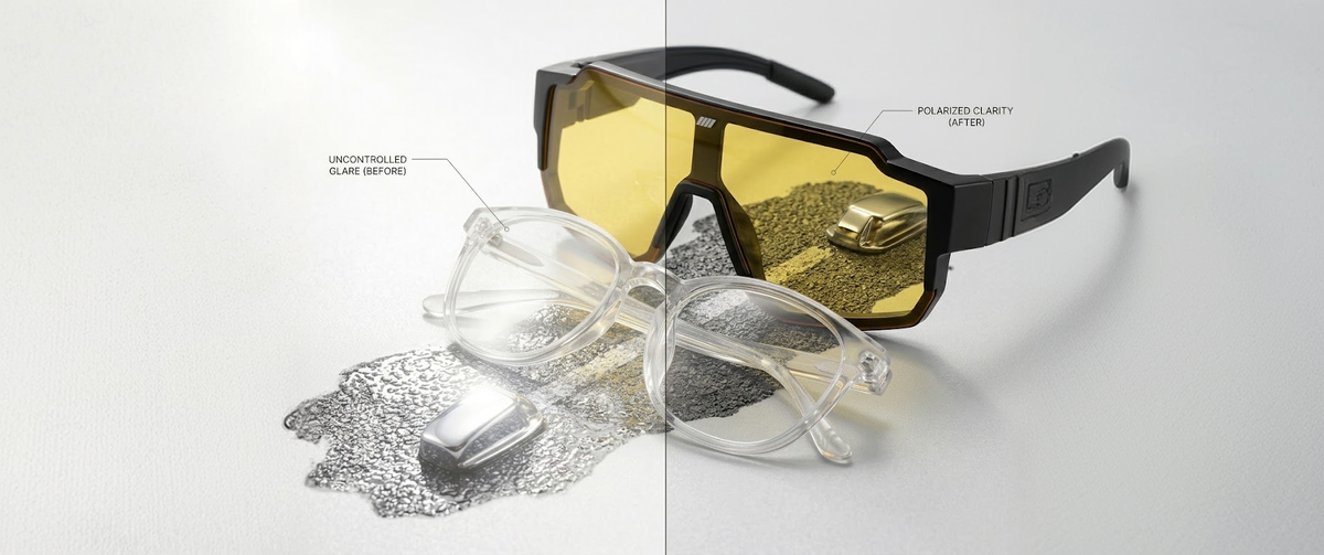 Close-up of the polarized lens on SAINT Sporting Fit-Overs